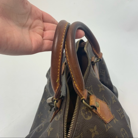 Louis Vuitton Speedy Monogram Canvas Tan & Brown Handbag Purse - Picture 11 of 12